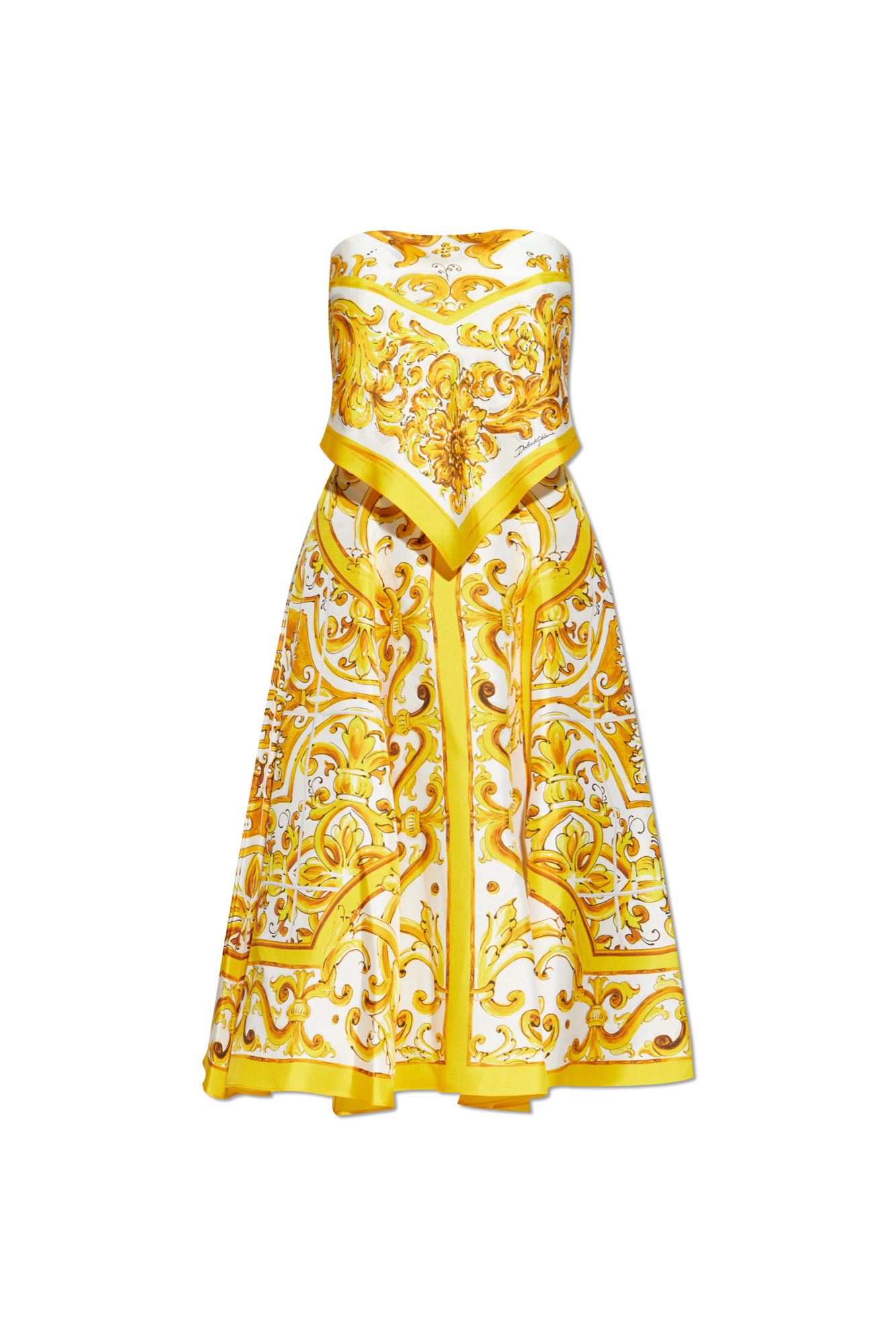 Yellow Dress with 'Majolica' print Dolce & Gabbana